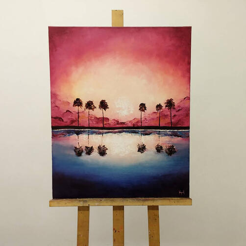 Red sky, blue reflection